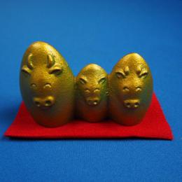 干支文鎮　鋳物　「丑」　3頭