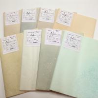 仮名加工紙　楮紙　かぐ山　古代紋刷ボカシ・砂子　半切　10枚　緑グレー